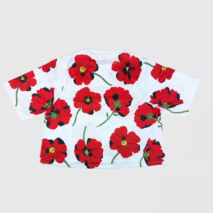 Ostroy - Crop top vélo Red Poppies
